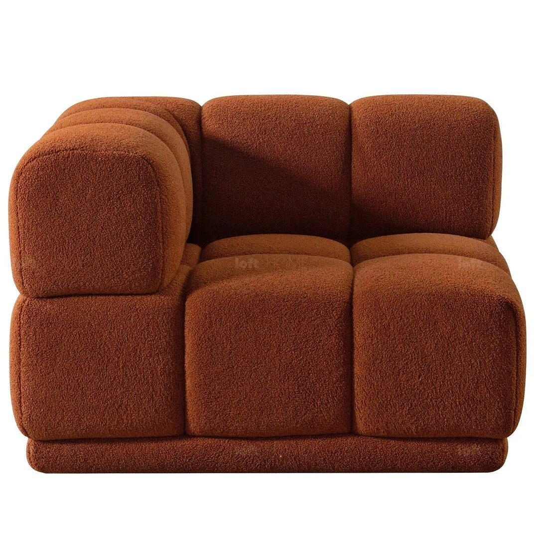 Contemporary teddy fabric modular l shape sectional sofa cuboid 3+l in panoramic view.