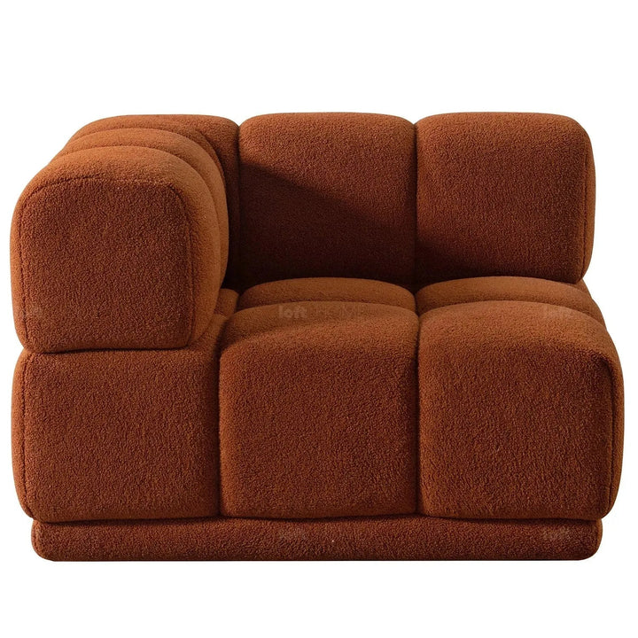 Contemporary teddy fabric modular l shape sectional sofa cuboid 3+l in panoramic view.