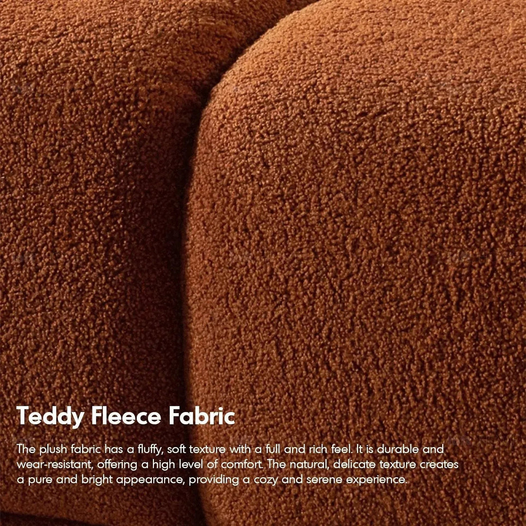 Contemporary teddy fabric modular l shape sectional sofa cuboid 3+l in details.