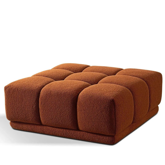 Bauhaus teddy fabric modular ottoman cuboid l in white background.