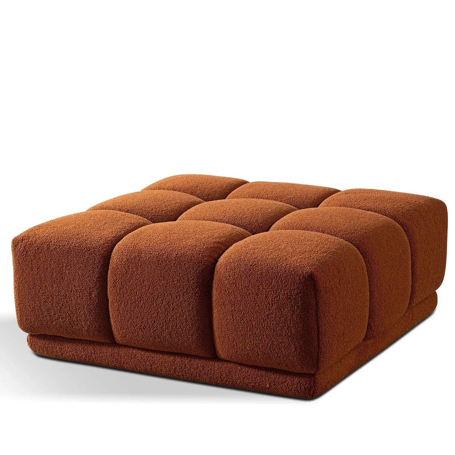 Contemporary teddy fabric modular ottoman cuboid l in white background.