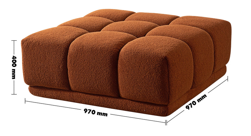 Bauhaus Teddy Fabric Modular Ottoman CUBOID L Size Chart