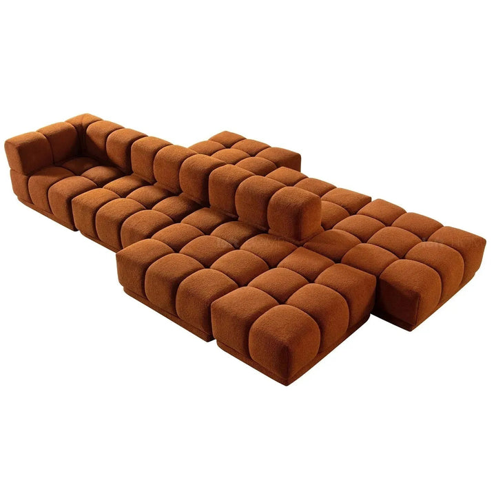 Contemporary Teddy Fabric Modular Ottoman CUBOID