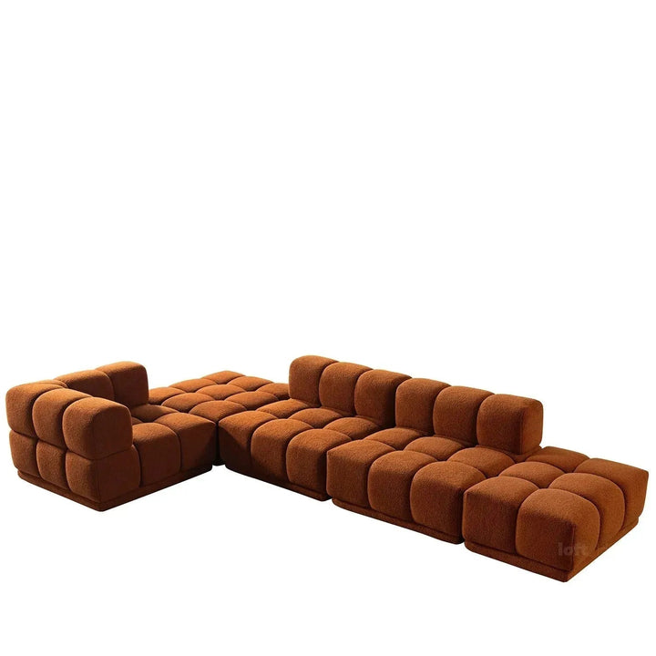 Contemporary Teddy Fabric Modular Ottoman CUBOID