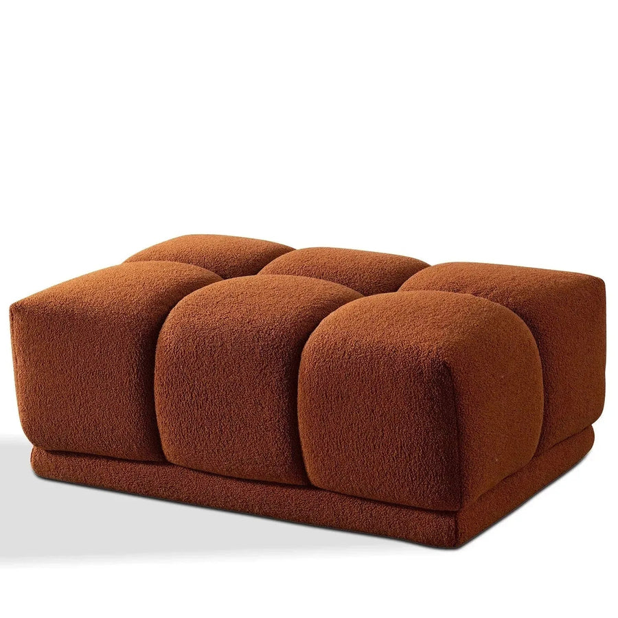 Contemporary teddy fabric modular ottoman cuboid in white background.