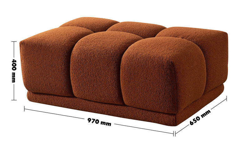 Bauhaus Teddy Fabric Modular Ottoman CUBOID Size Chart