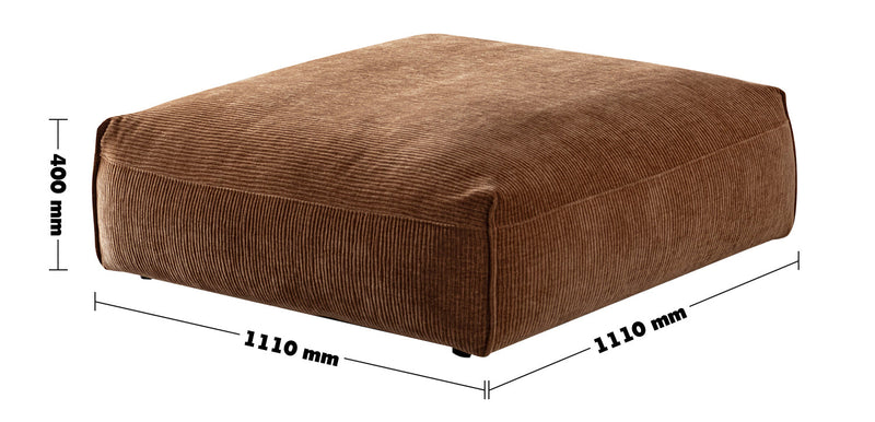 Modern Corduroy Velvet Fabric Modular Ottoman OPERA Size Chart