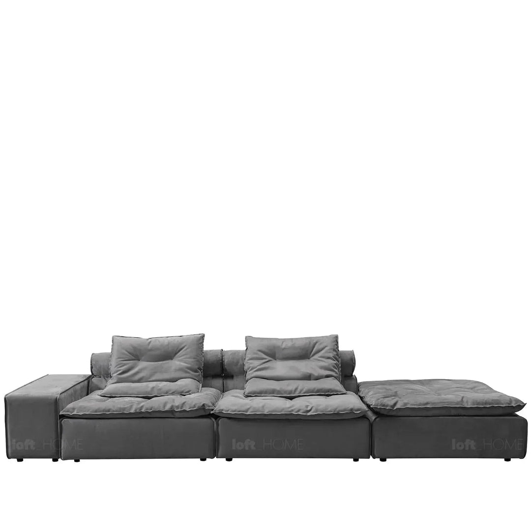 Modern fabric modular ottoman woolen l in still life.