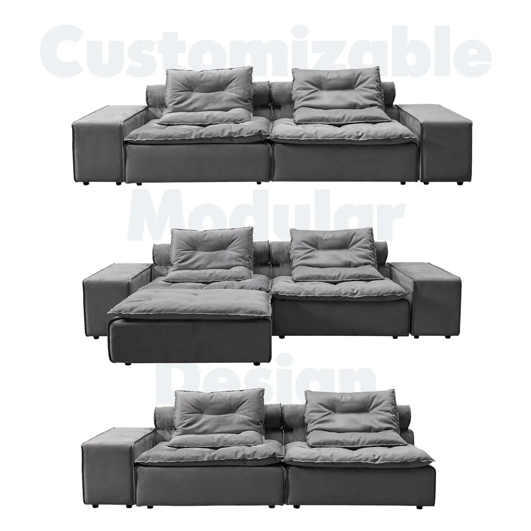 Modern fabric modular sofa armrest woolen conceptual design.