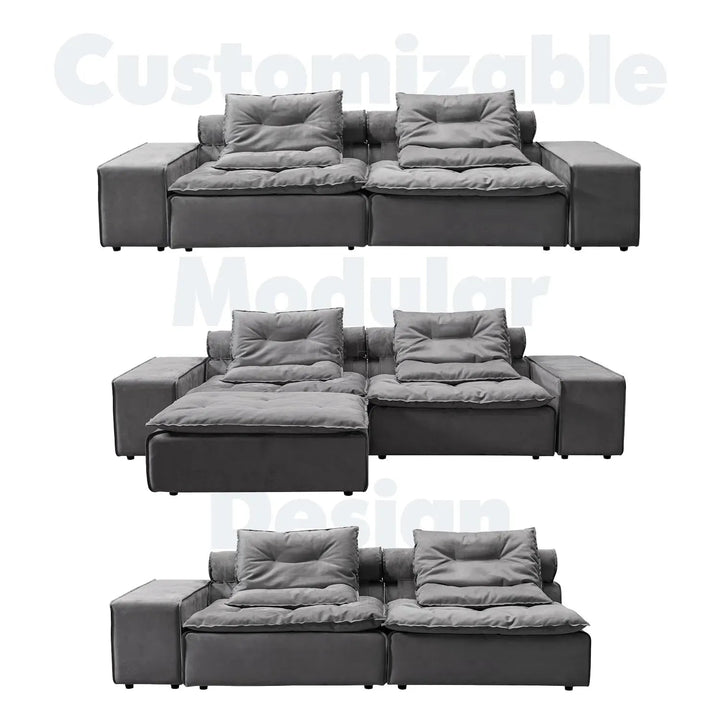 Modern fabric modular sofa armrest woolen conceptual design.