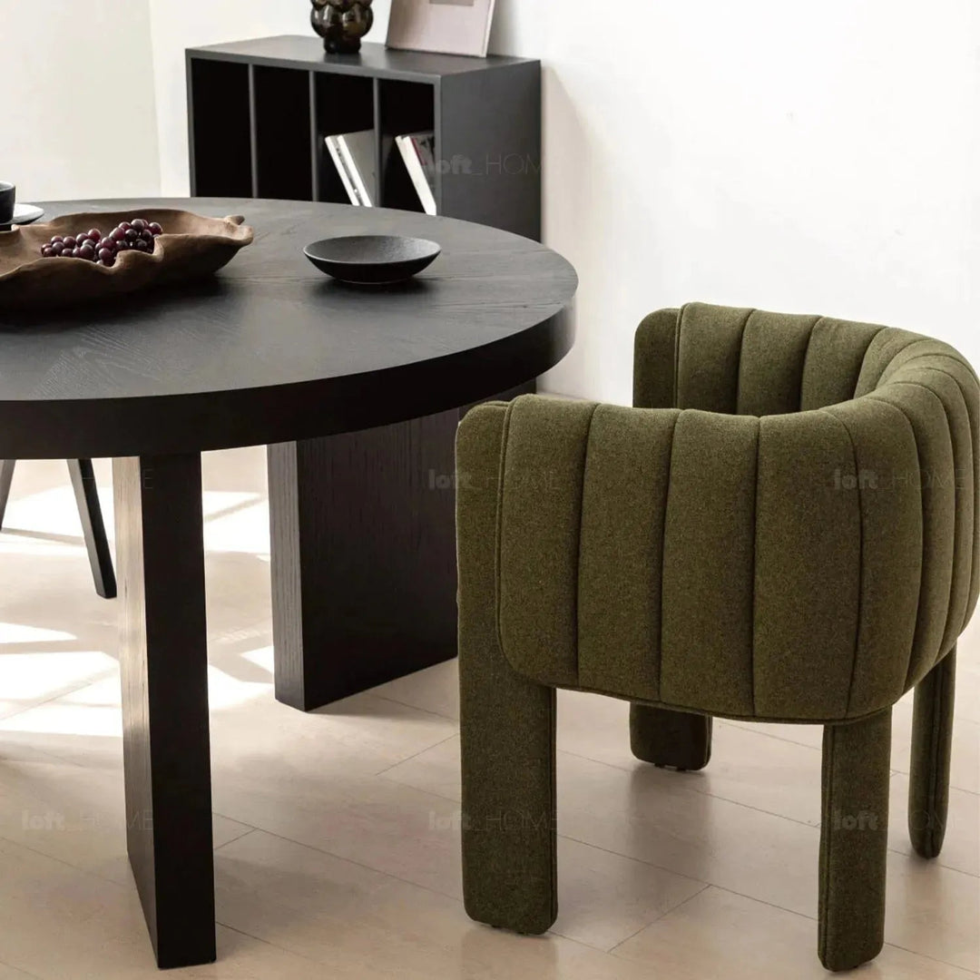 Modern faux cashmere fabric dining chair cactus detail 4.