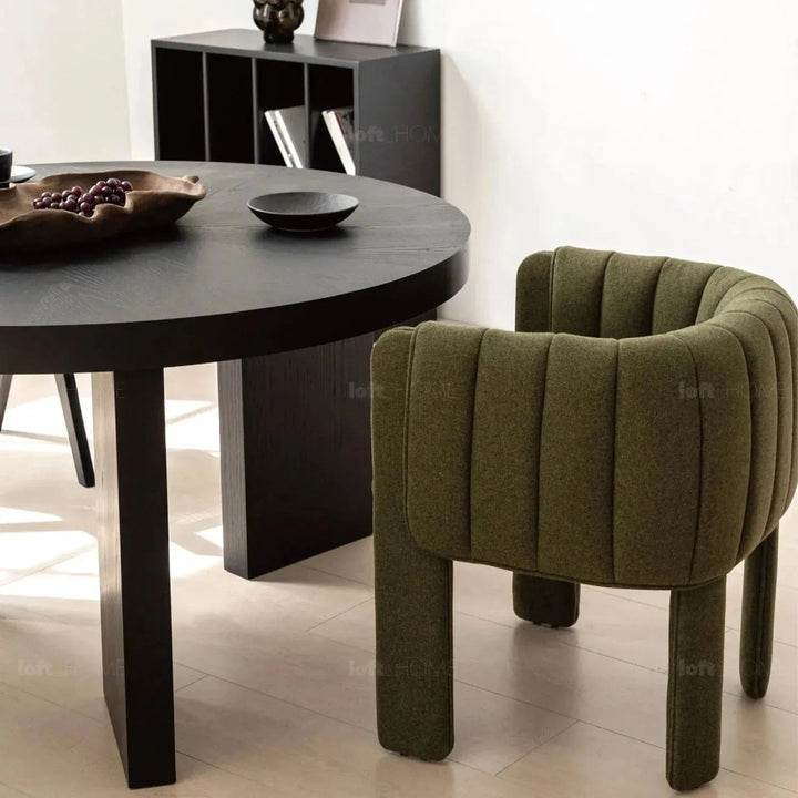 Modern faux cashmere fabric dining chair cactus detail 4.