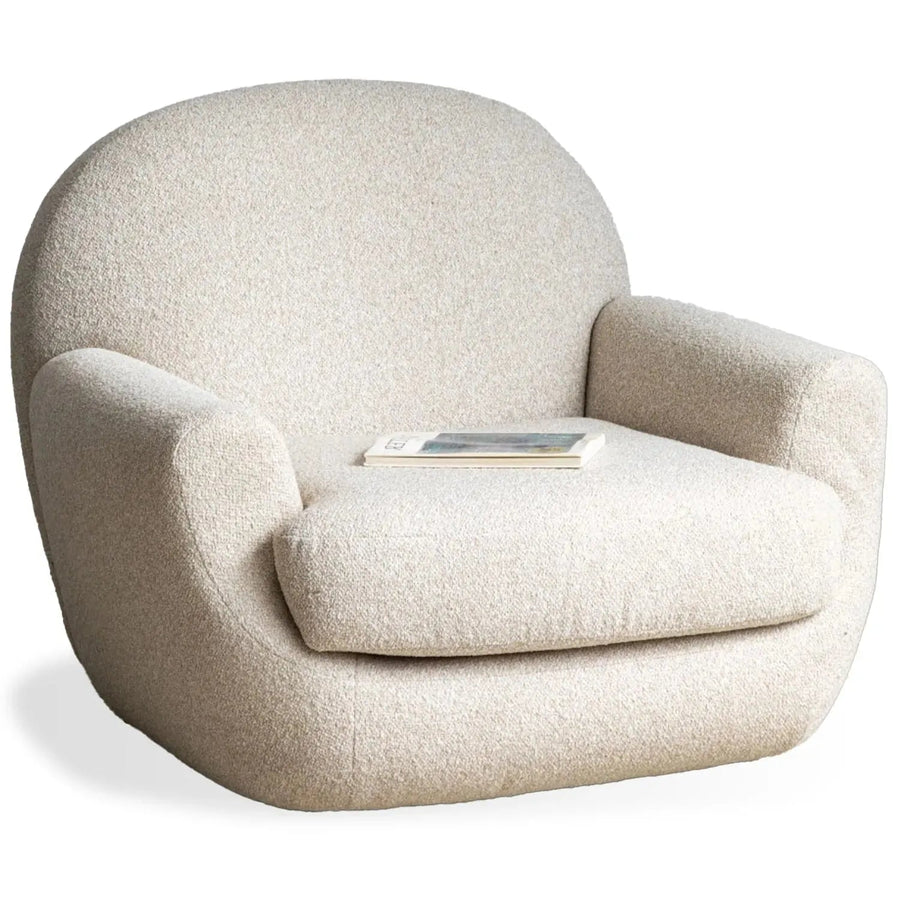 Cream Faux Cashmere Fabric Revolving 1 Seater Sofa ROND
