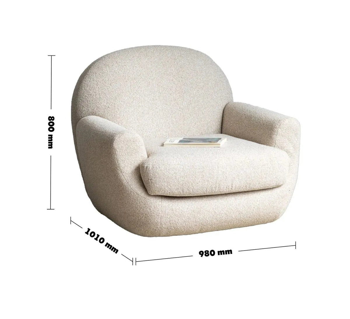 Cream faux cashmere fabric revolving 1 seater sofa rond size charts.