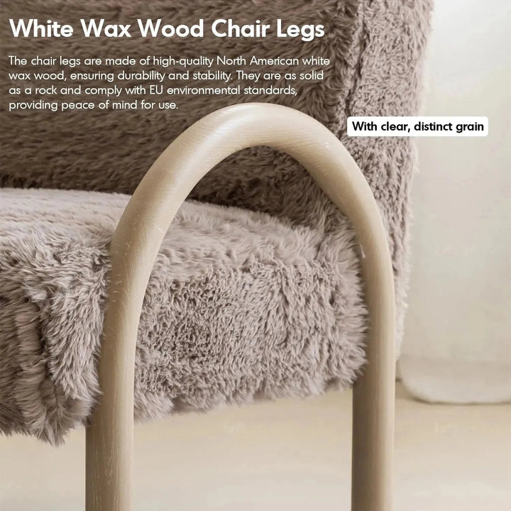 Cream sherpa fabric 1 seater sofa shearling environmental situation.