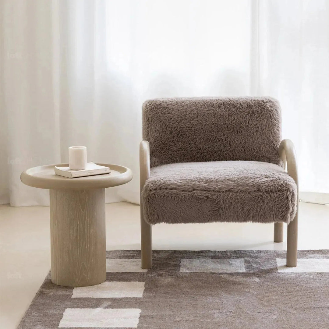Cream sherpa fabric 1 seater sofa shearling detail 2.