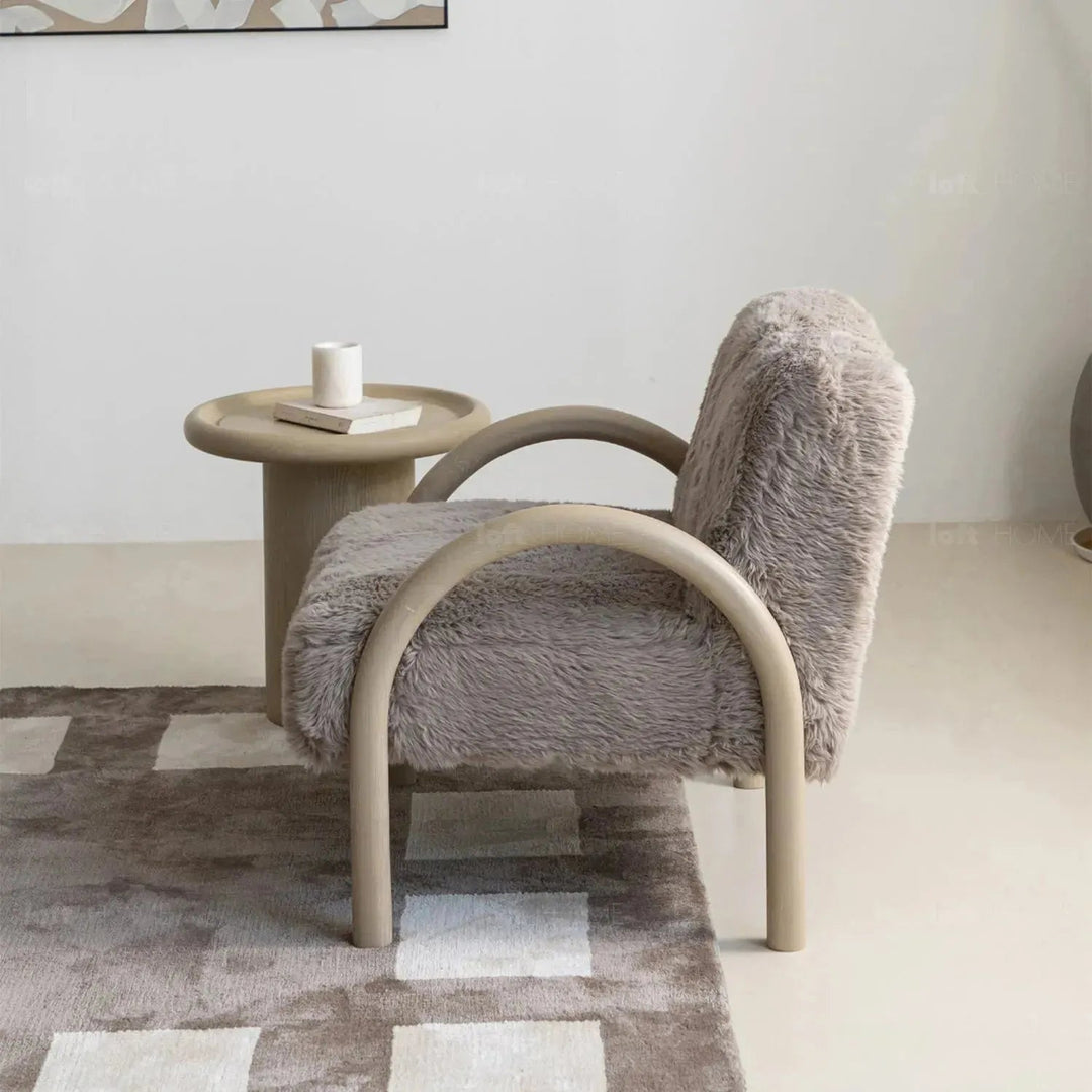 Cream sherpa fabric 1 seater sofa shearling detail 3.