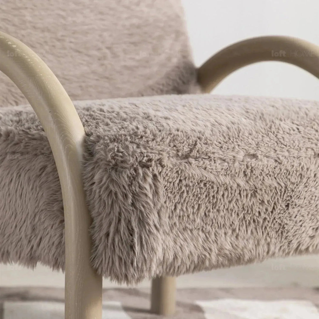 Cream sherpa fabric 1 seater sofa shearling detail 8.