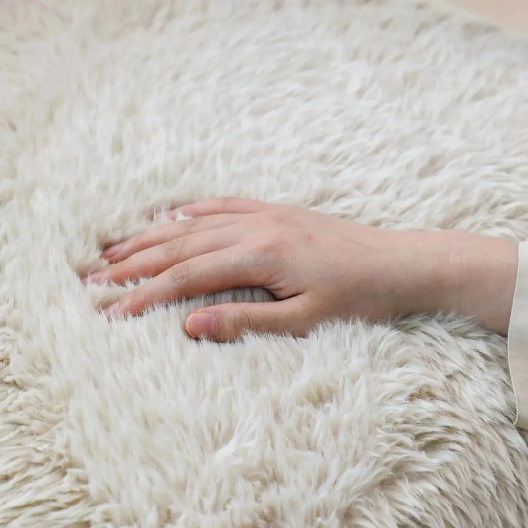 Cream sherpa fabric 1 seater sofa shearling detail 9.