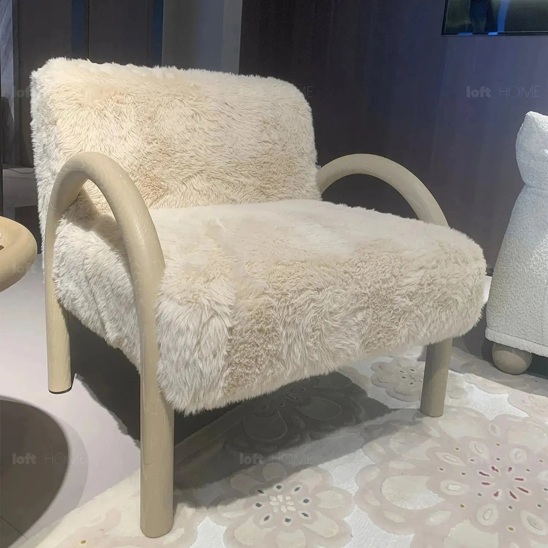 Cream sherpa fabric 1 seater sofa shearling detail 12.