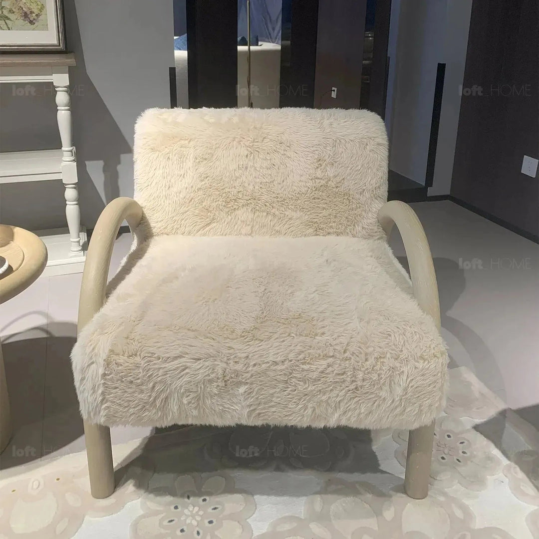 Cream sherpa fabric 1 seater sofa shearling detail 13.