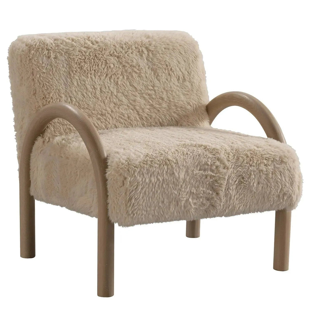Cream sherpa fabric 1 seater sofa shearling detail 16.