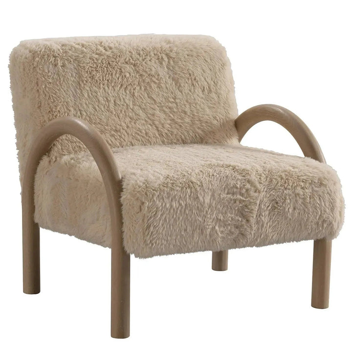 Cream sherpa fabric 1 seater sofa shearling detail 16.