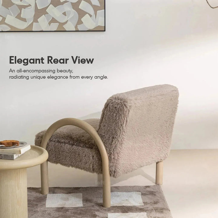 Cream sherpa fabric 1 seater sofa shearling in close up details.