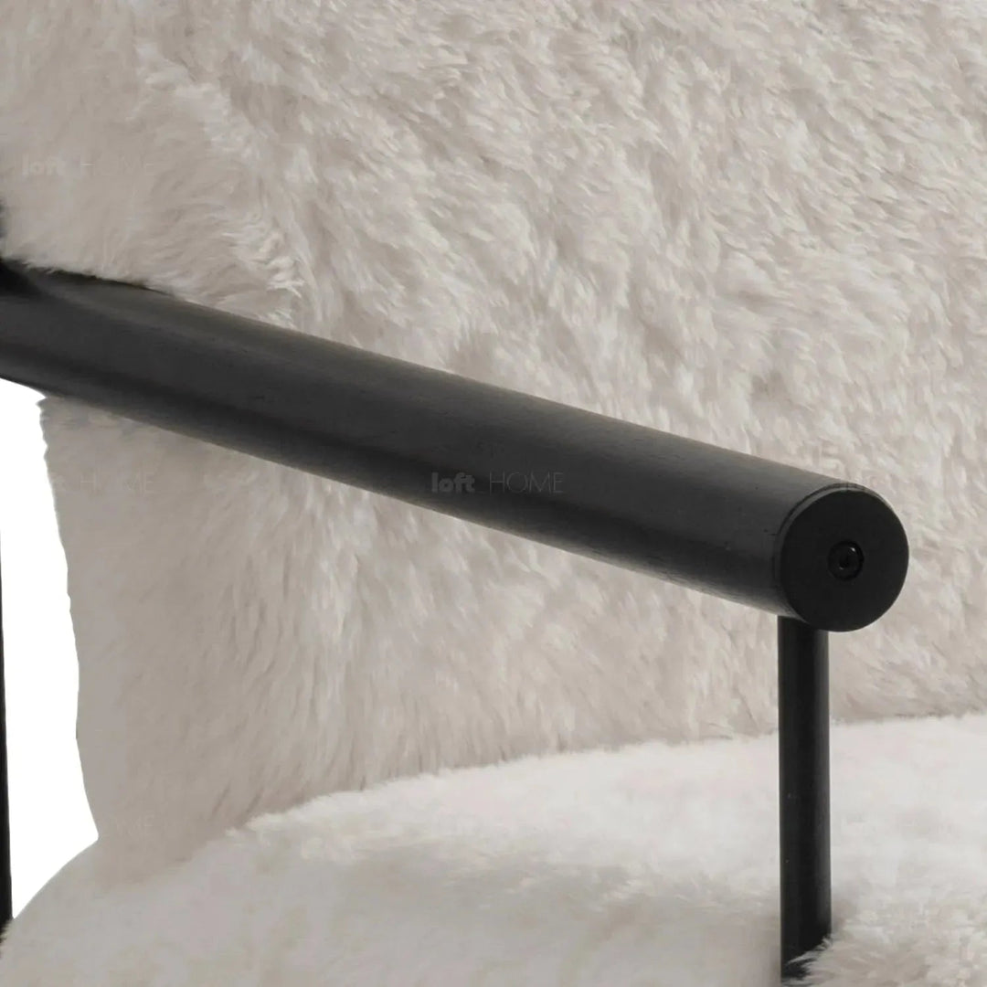 Cream sherpa fabric 1 seater sofa snowy environmental situation.