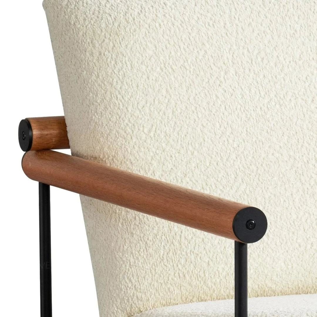Cream sherpa fabric 1 seater sofa snowy detail 2.