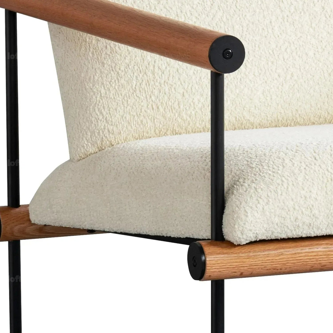 Cream sherpa fabric 1 seater sofa snowy detail 3.
