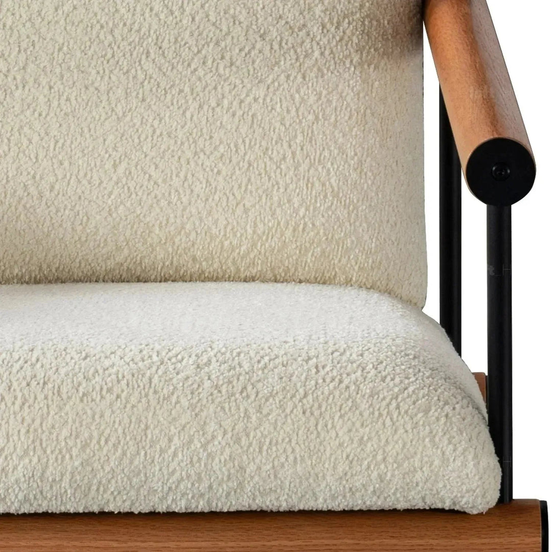 Cream sherpa fabric 1 seater sofa snowy detail 5.