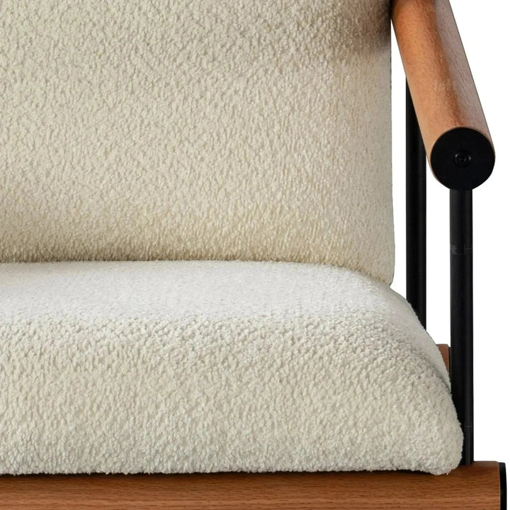 Cream sherpa fabric 1 seater sofa snowy detail 5.