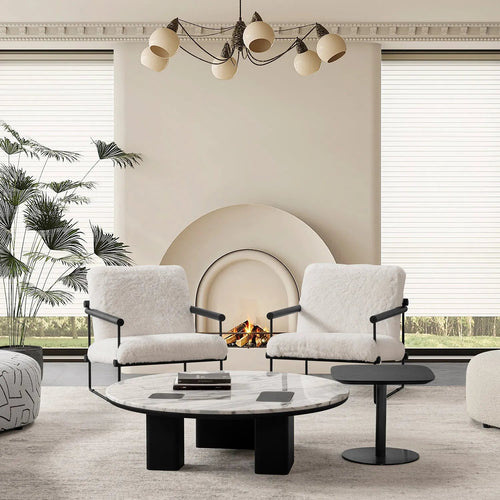 Minimalist Sherpa Fabric 1 Seater Sofa SNOWY Good to Know Preview-1