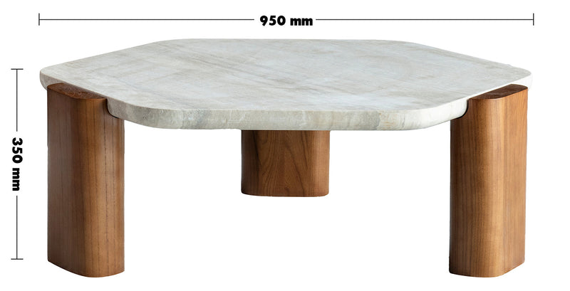 Scandinavian Travertine Stone Coffee Table TRAWO Size Chart