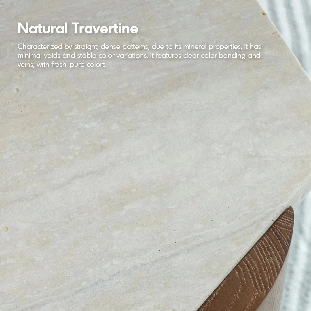 Scandinavian travertine stone side table trawo color swatches.