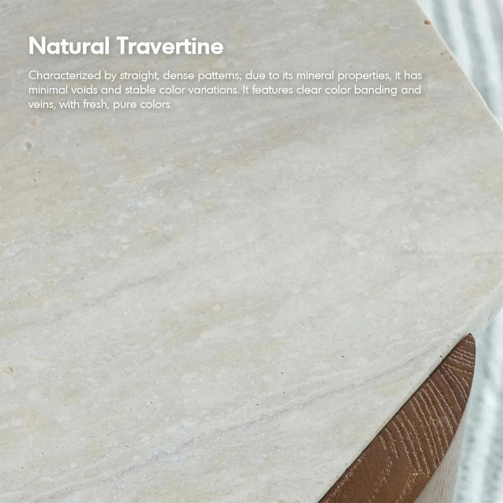 Scandinavian travertine stone side table trawo color swatches.
