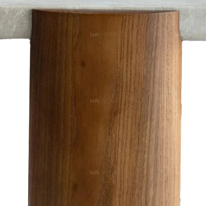 Scandinavian travertine stone side table trawo with context.