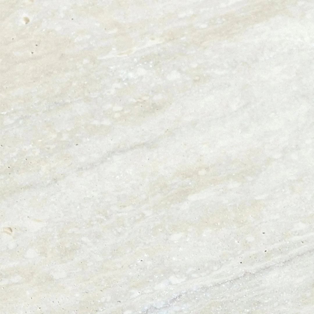 Scandinavian travertine stone side table trawo in close up details.