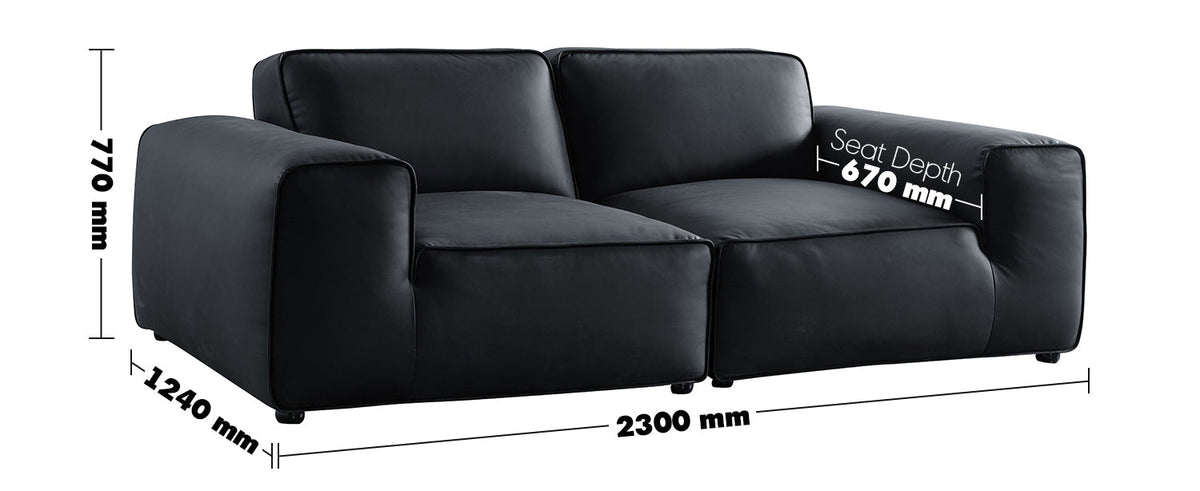 Minimalist Microfiber Leather 3 Seater Sofa FLEECE Size Chart