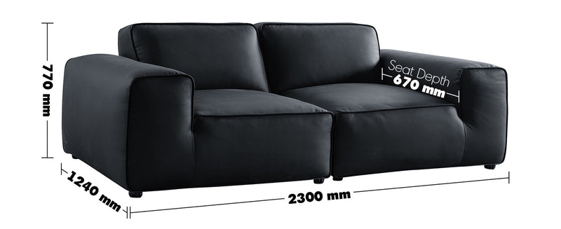 Minimalist Microfiber Leather 3 Seater Sofa FLEECE Size Chart