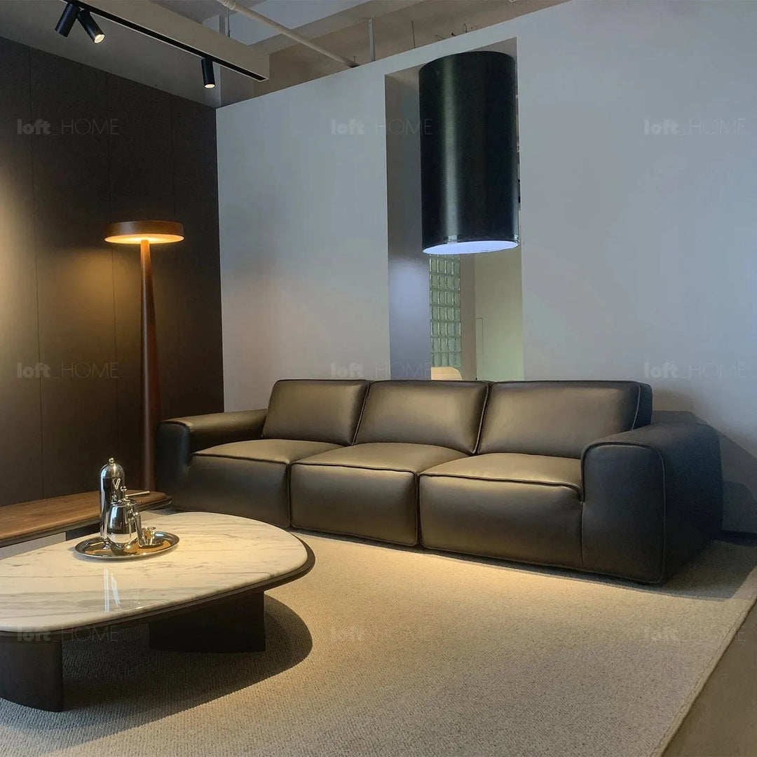 Minimalist microfiber leather 4 seater sofa fleece situational feels.