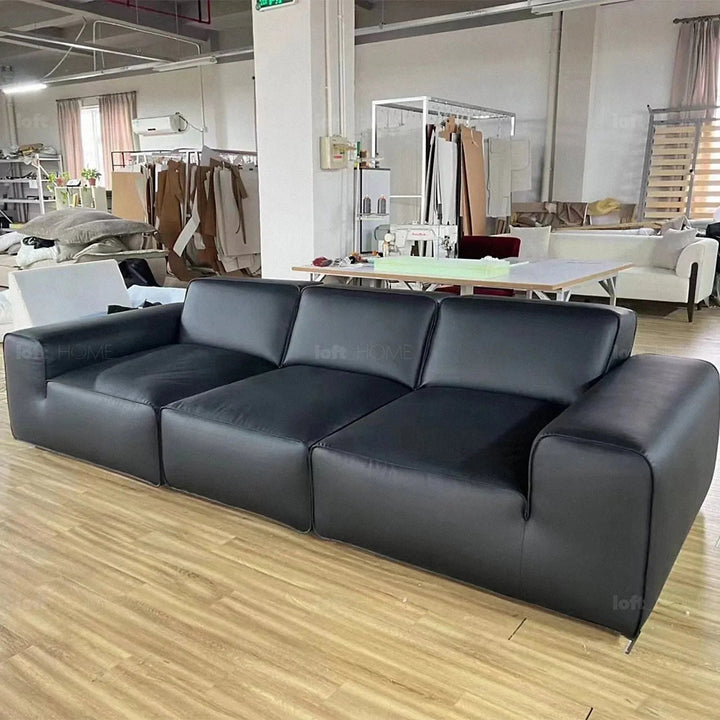 Minimalist microfiber leather 4 seater sofa fleece detail 2.