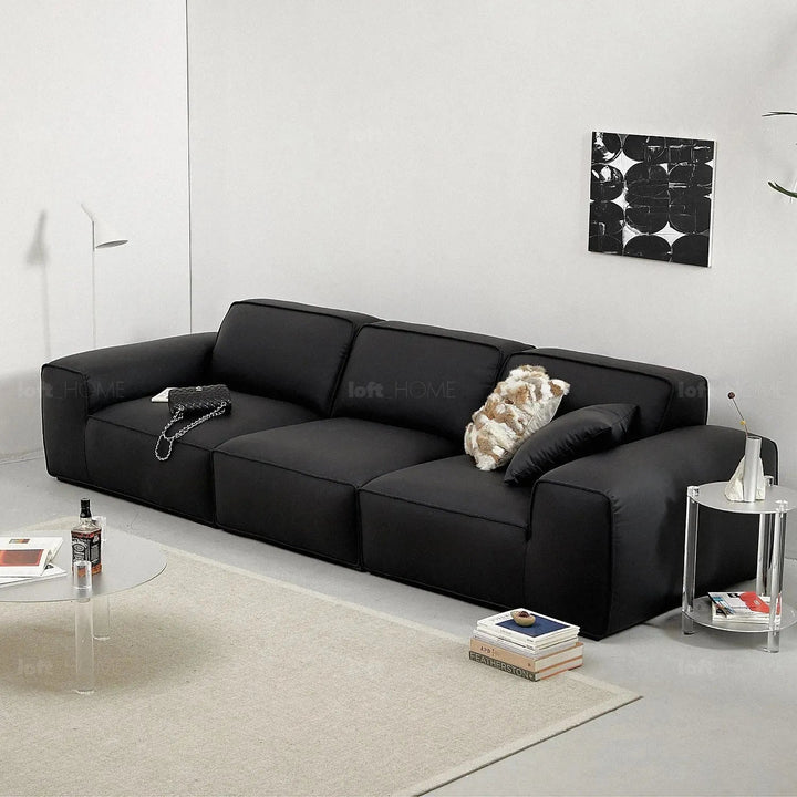 Minimalist microfiber leather 4 seater sofa fleece detail 4.