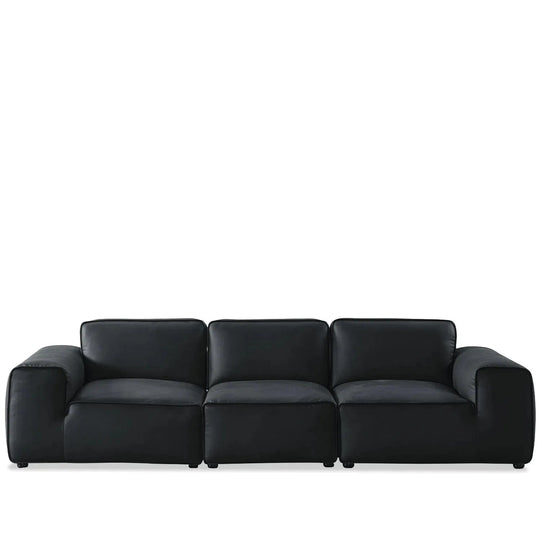 Minimalist microfiber leather 4 seater sofa fleece in white background.