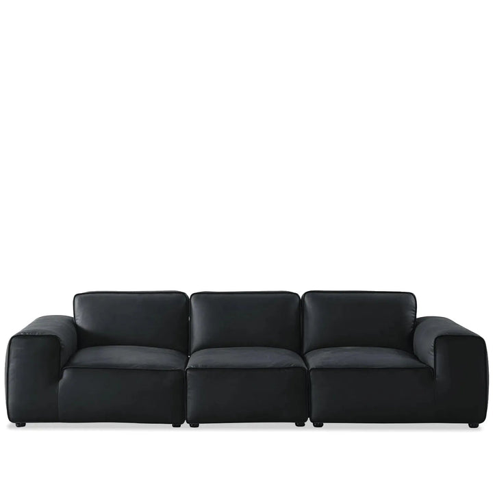 Minimalist microfiber leather 4 seater sofa fleece in white background.