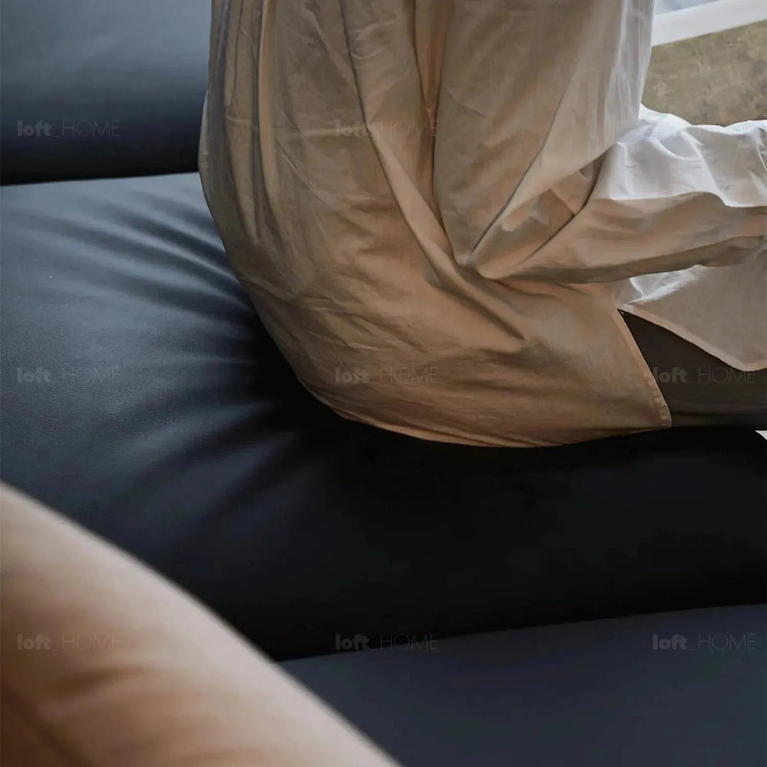 Minimalist microfiber leather 4 seater sofa fleece detail 6.