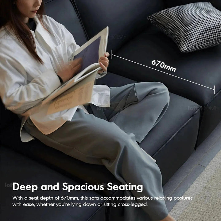 Minimalist microfiber leather 4 seater sofa fleece material variants.