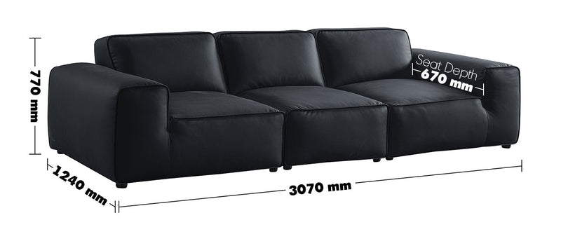 Minimalist Microfiber Leather 4 Seater Sofa FLEECE Size Chart