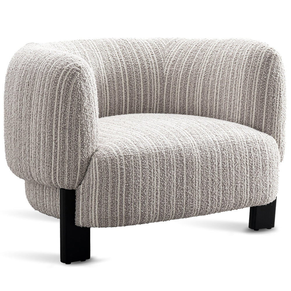 Japandi mixed weave fabric 1 seater sofa embrace in white background.